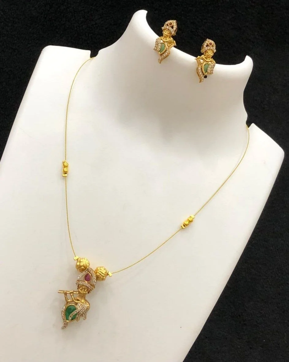 Krishna - Inspired Invisible Pendant Necklace Set